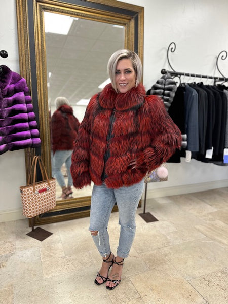 Flirty dyed red fox zipper jacket – Christian Nobel Furs