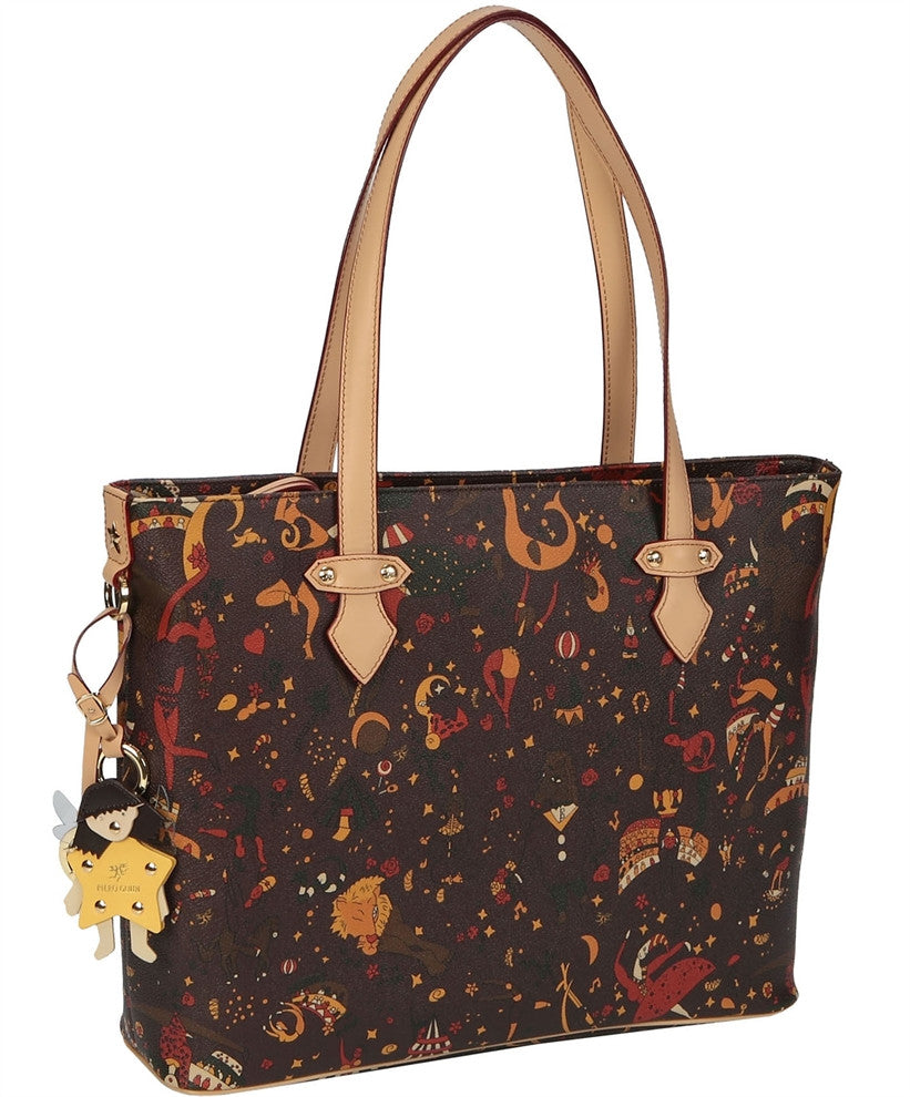 Piero Guidi Magic Circus - 17 x 11.5 in. Brown or Black Large Tote