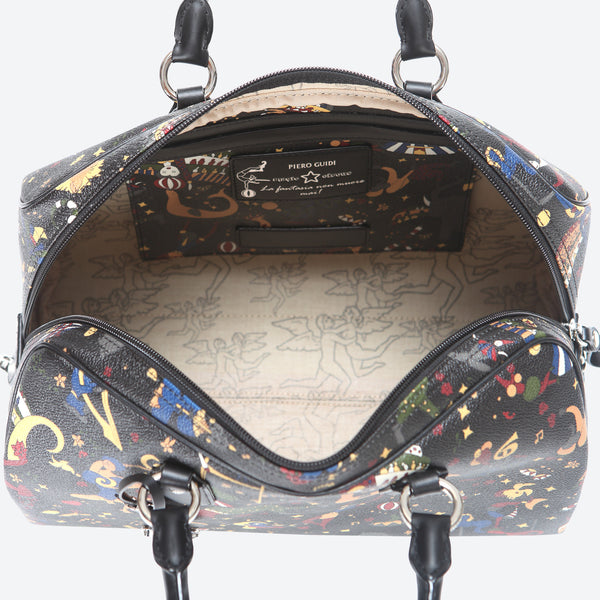 Piero Guidi Magic Circus - 12 x 7 x 5.5 in. Black or Brown Handbag