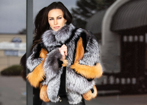 Bicolor Fox Fur Jacket: FurHatWorld