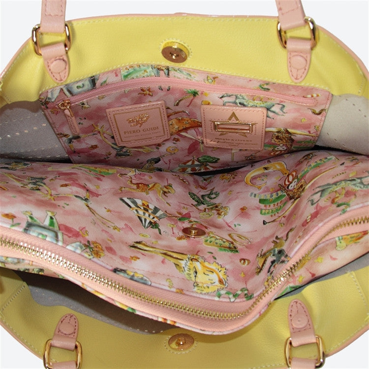 Piero Guidi Cherie Leather - 13 x 10 x 4 in. Sunlight Pink Tote Bag