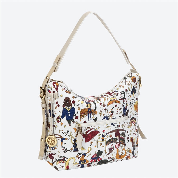 Piero Guidi Magic Circus - 12 x 9 x 5 in. Vintage White Hobo Bag