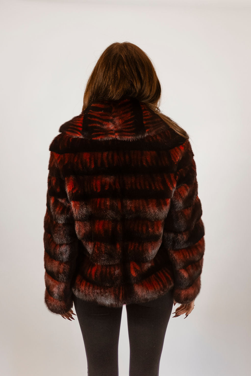 Dyed Red and Black Mink Jacket