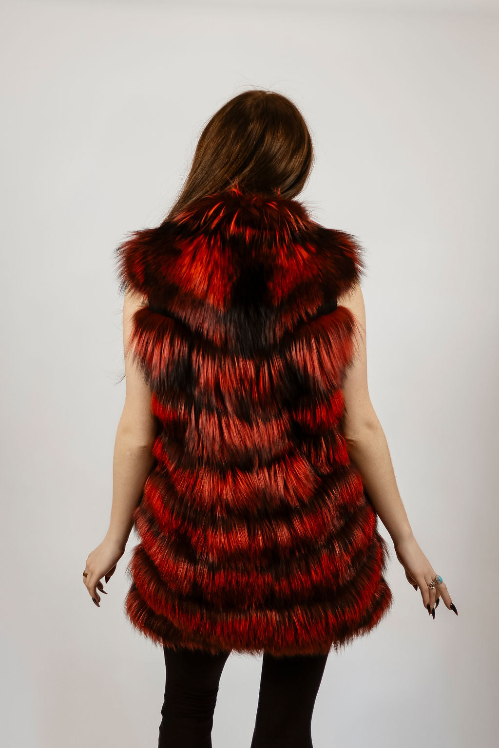 Red dyed silver fox vest