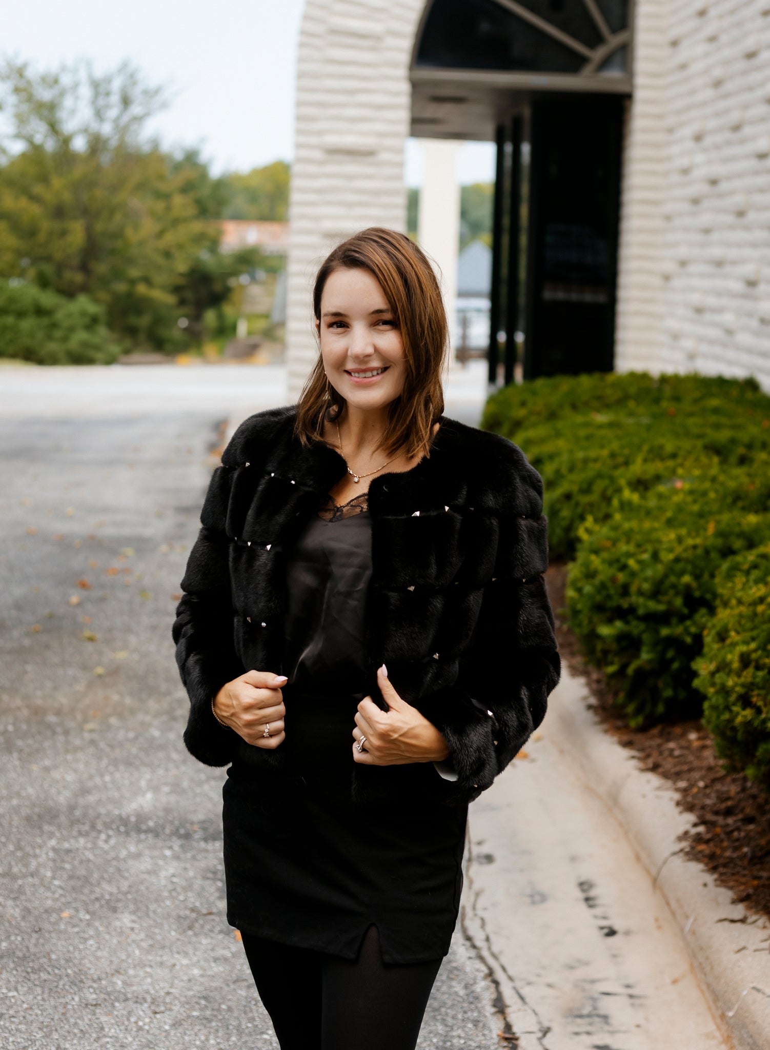 Dyed Black Mink Horizontal Studded Bolero