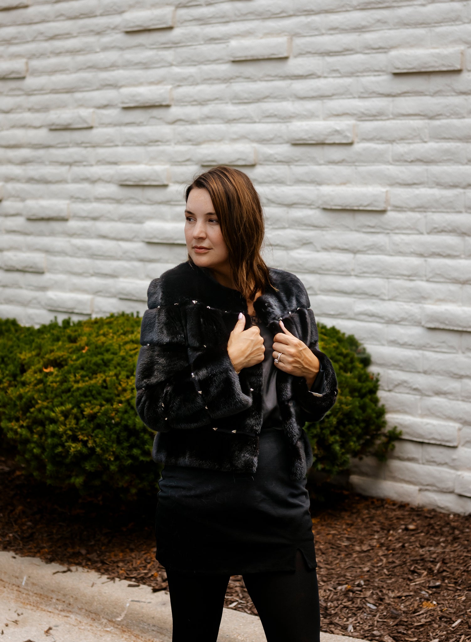 Dyed Black Mink Horizontal Studded Bolero