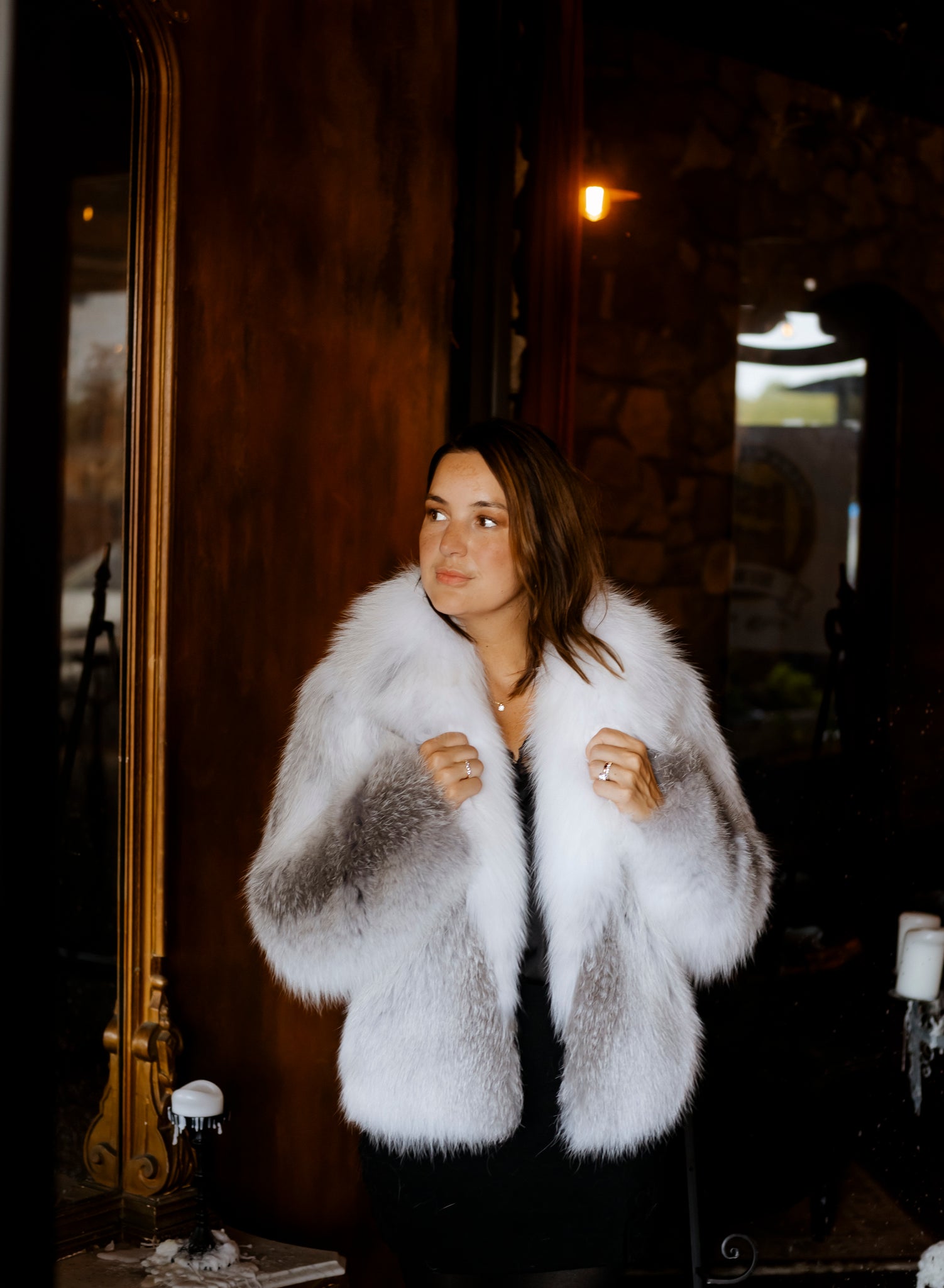 Dyed Fawn Light Blue Fox Jacket