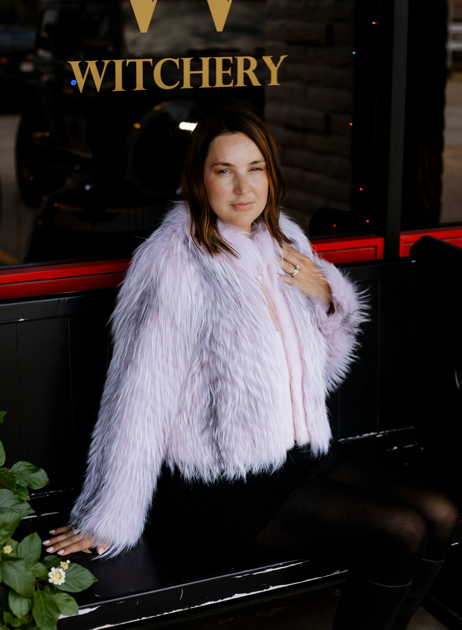Dyed Pink Feathered Fox Jacket