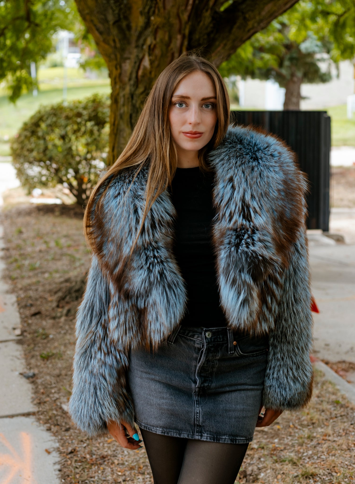 Dyed Denim Fox Jacket