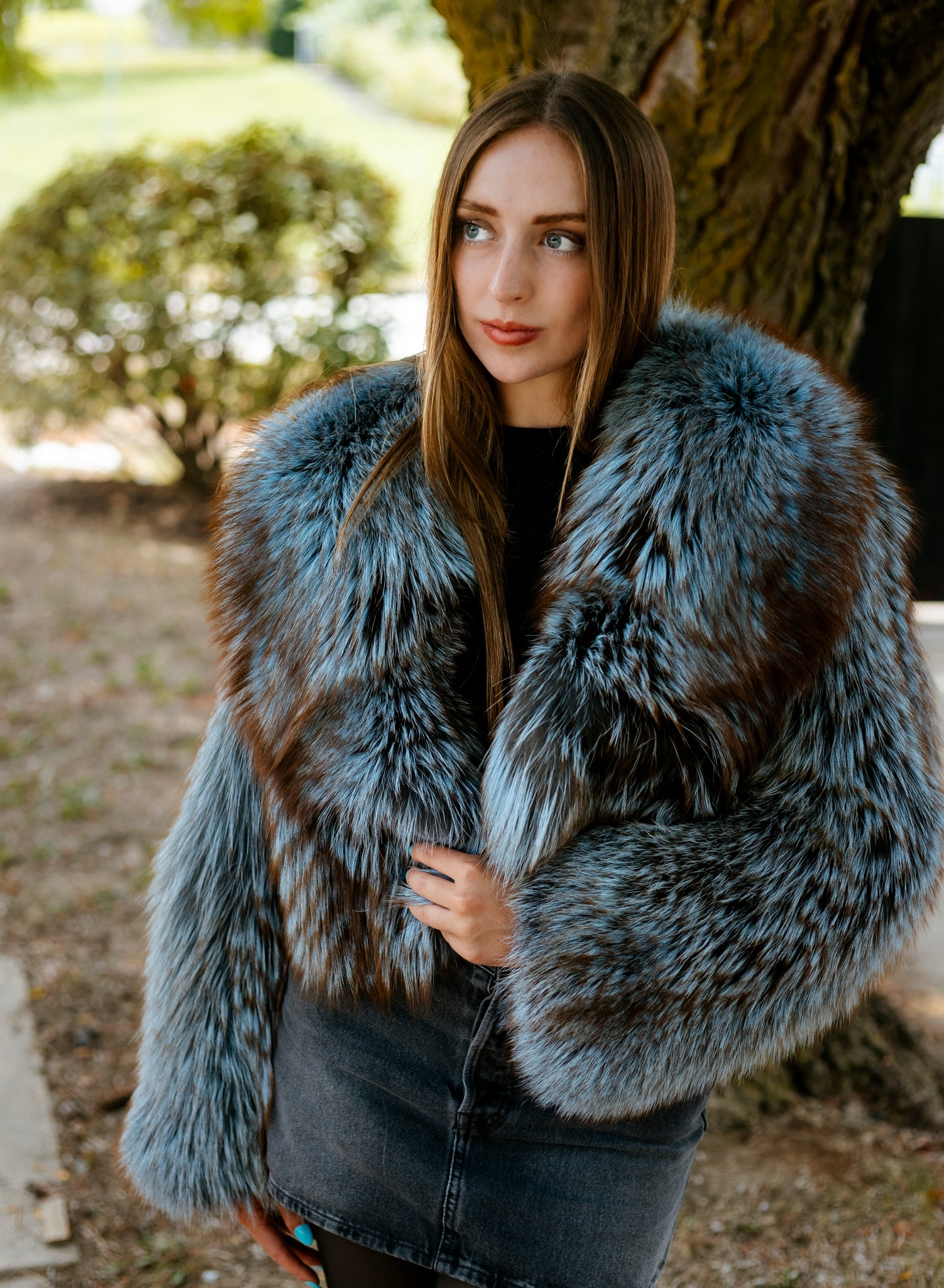 Dyed Denim Fox Jacket