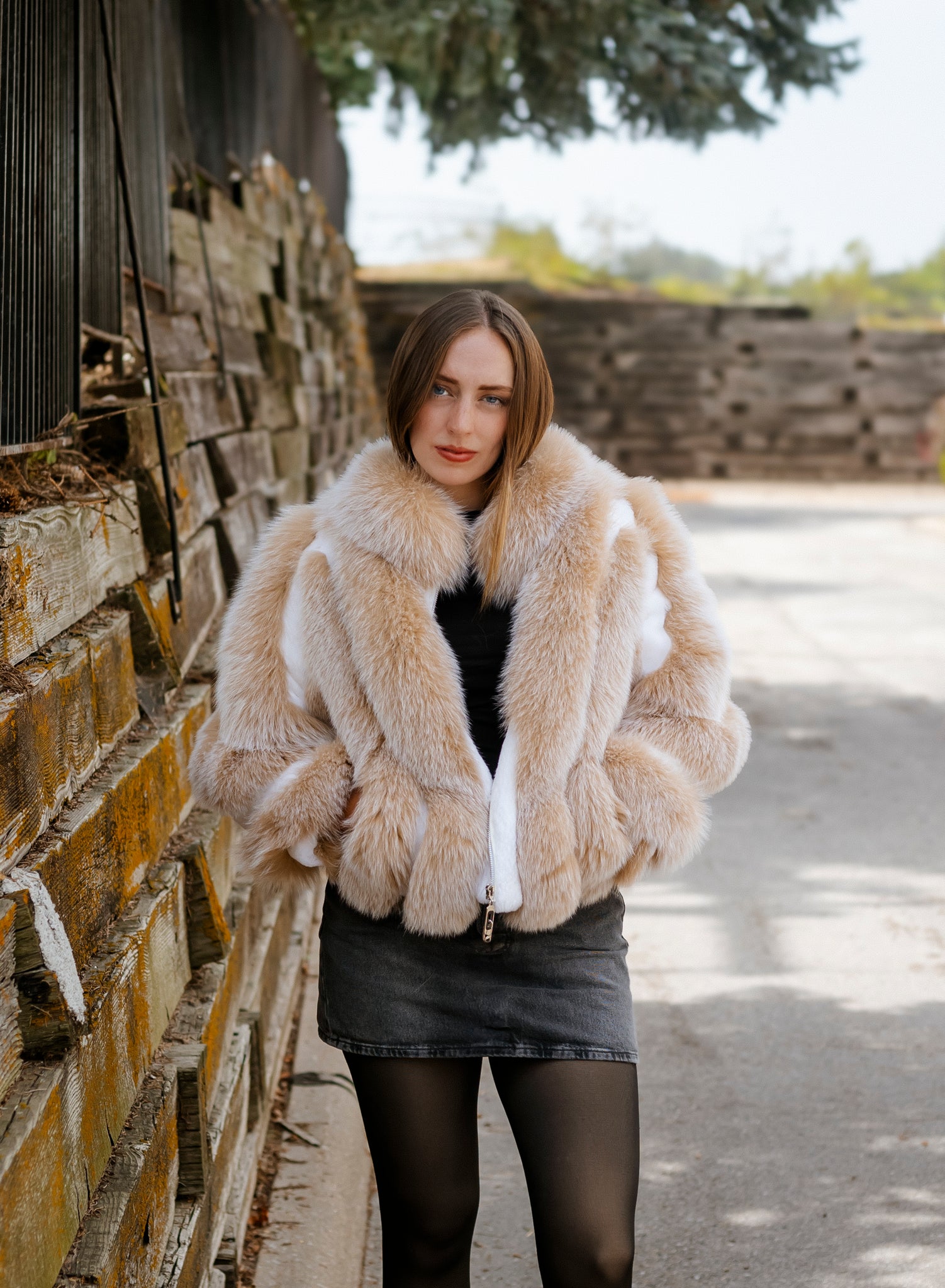 Dyed White Rabbit Jacket Blush Fox