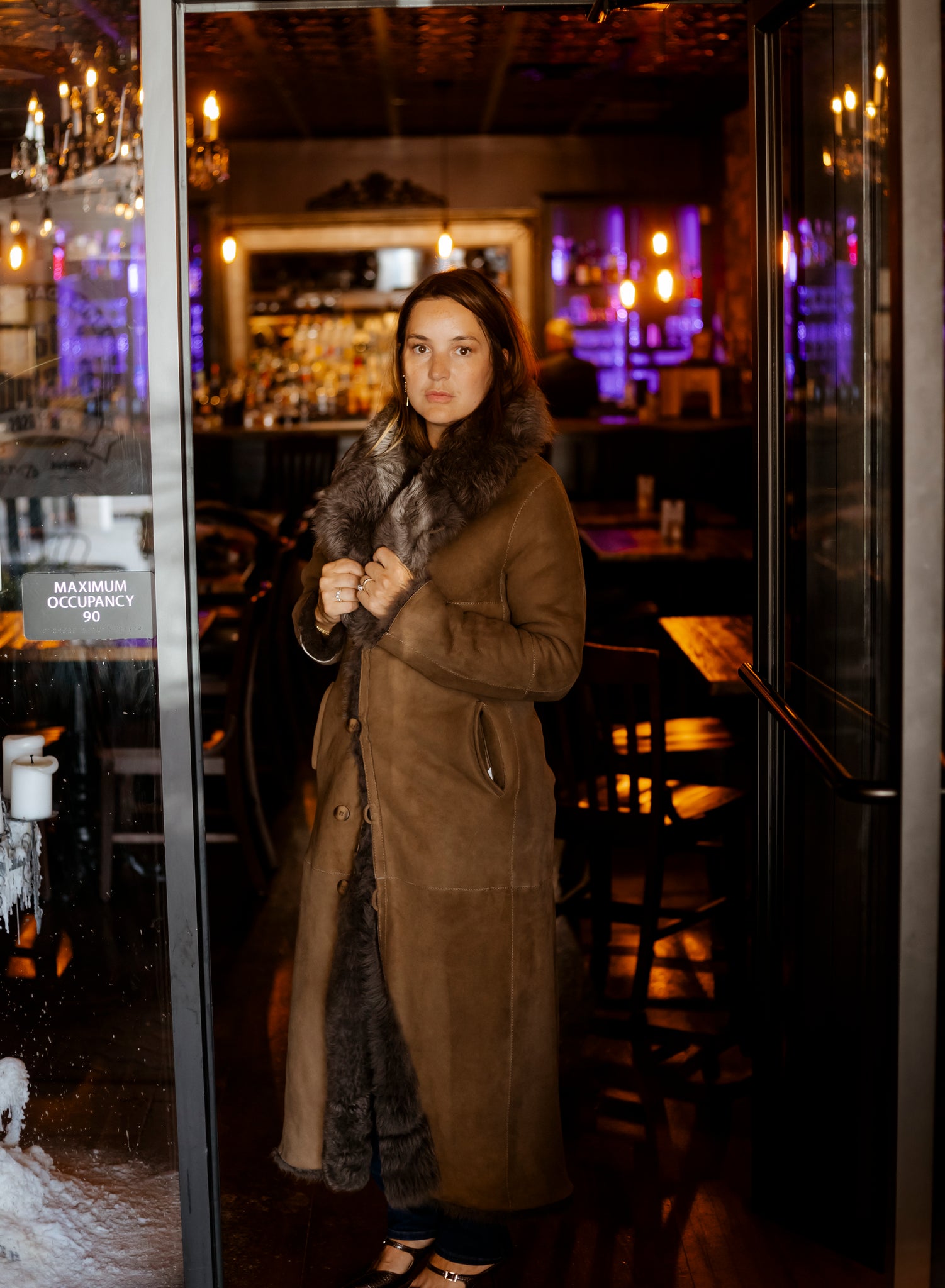 Dyed Kangaroo Shearling Reversible Coat