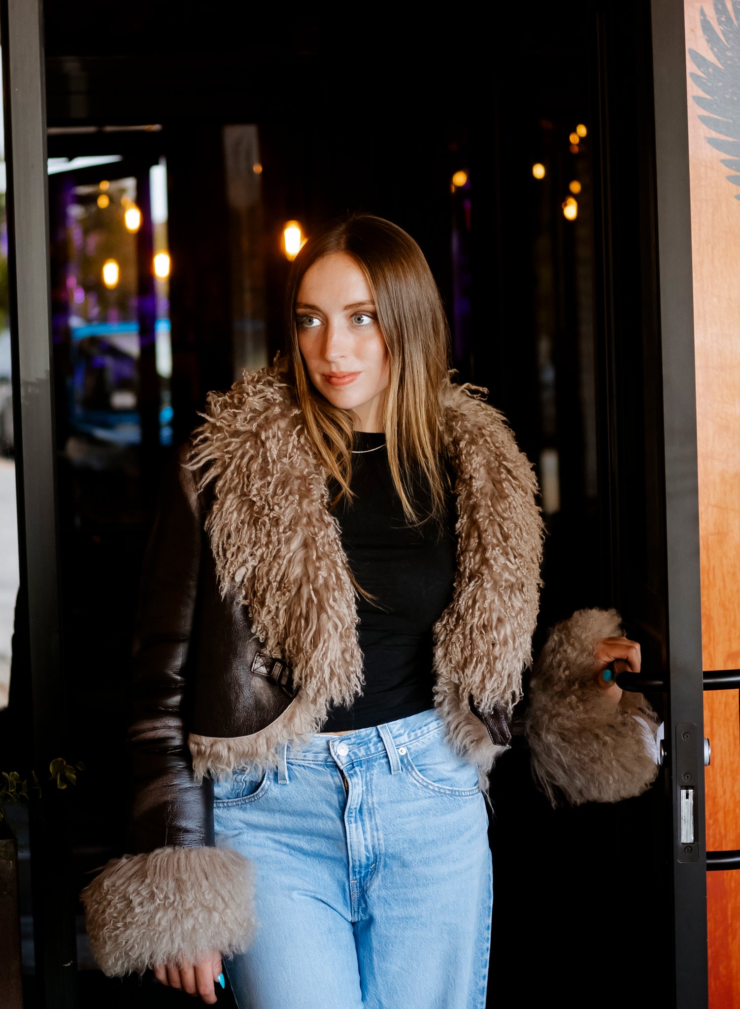 Dyed Antique Tibet Lamb Shearling Jacket