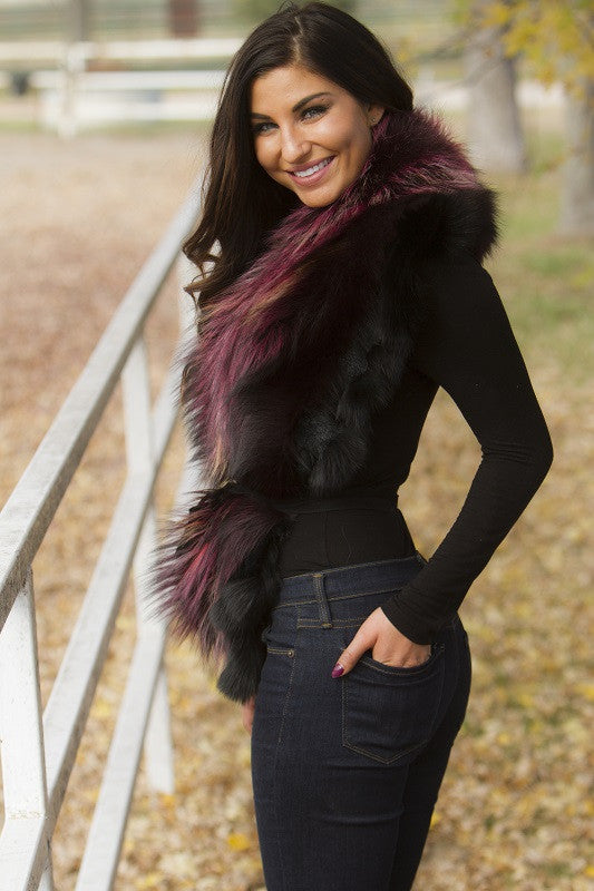 Dyed Wine Silver Fox Fur Collar Accessory – Christian Nobel Furs