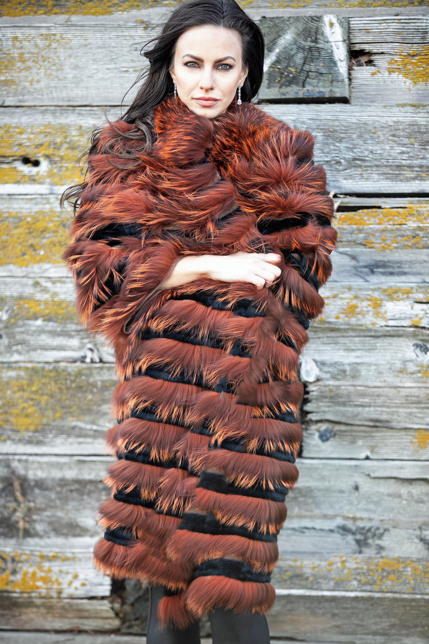 Dyed Copper Fox 3/4 Sleeve w/ sheared beaver