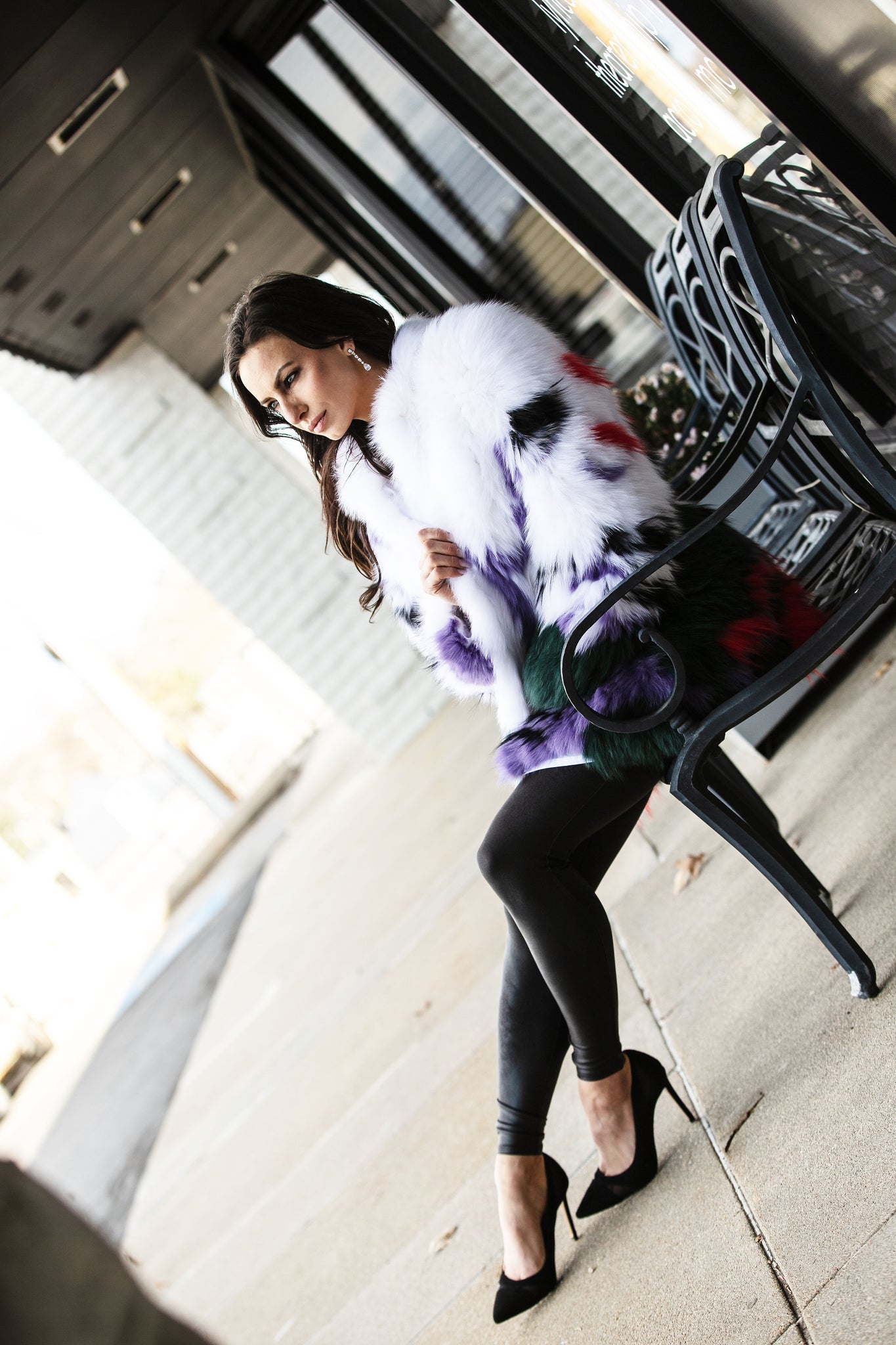 Dyed Lavender/multi Knit Fox Jacket