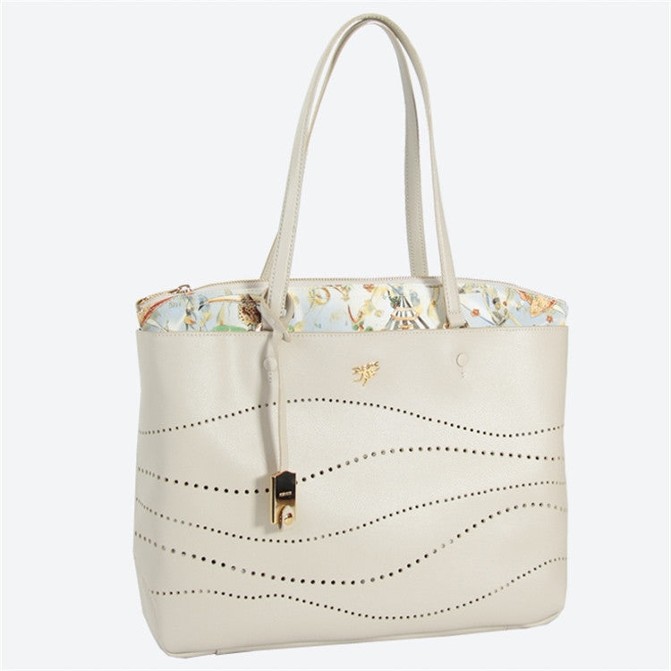 Piero Guidi Cherie Leather - 13 x 10 x 4 in. Sunlight Ivory Tote Bag