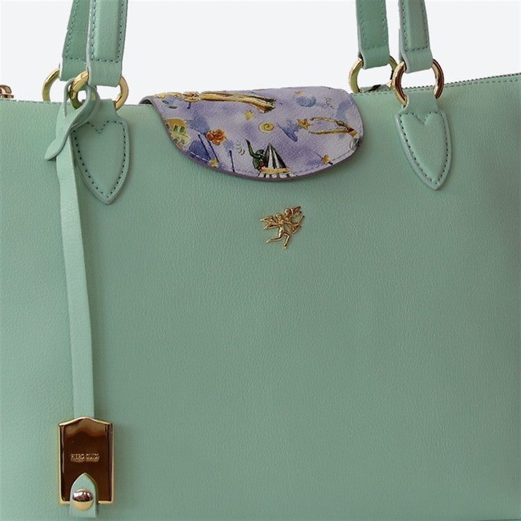 Piero Guidi Magic Circus Cherie Leather- 12 x 9 x5 in. Aqua Green Tote